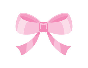 Pink bow vector icon. Simple flat illustration.
