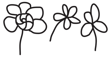 Black line patterns form flower stalks, suitable for coloring for children learning to draw - obrazy, fototapety, plakaty