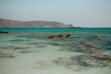 Beautiful landscape view of Elafonissi beach on Greek island of Crete