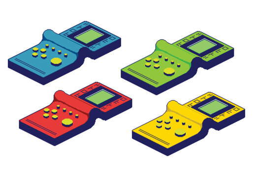 Portable gamebot retro game console 90's Handheld video game console vector illustration