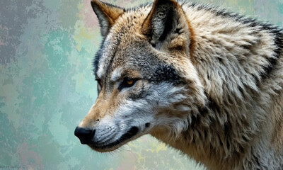 Fototapeta premium Fantasy Illustration of a wild animal wolf. Digital art style wallpaper background.