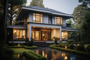 Two-story house. Generative AI.