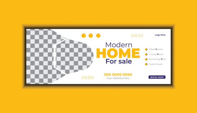 Real State and clean Home sale social media Facebook cover banner template design.