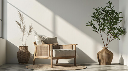 Simplistic interior background featuring armchair