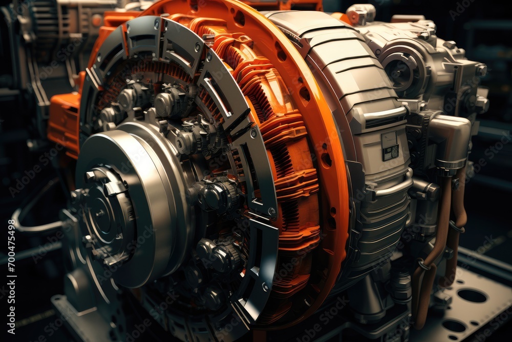 Poster Inside of an engine. Generative AI.