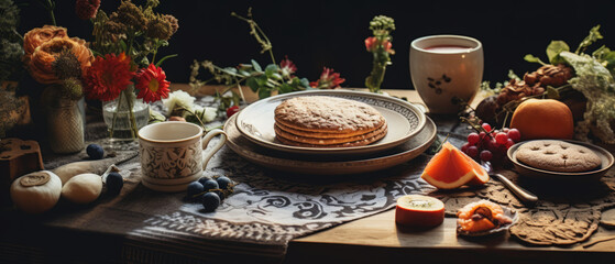 Cakes and bakery in restaurant by Ai generate.