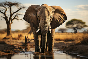 Fototapeta na wymiar Ivory travel african safari wildlife africa nature elephant animals mammal