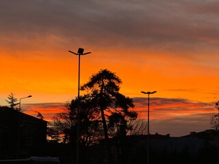 sunset over the city