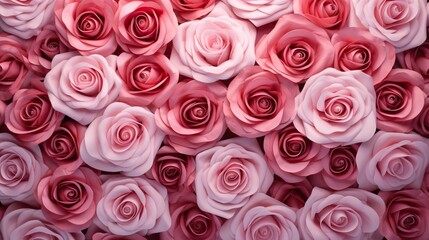 Full background of roses Valentines day festive red and pink rose background