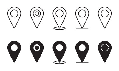 map pin vector icon set. navigate pointer sign.