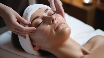  Beautician's Hands Apply Facial Cleansing Foam, Massaging the Skin at a Cosmetology Clinic