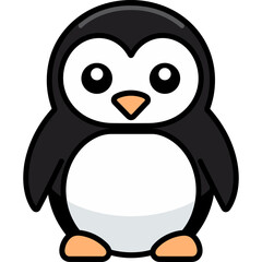 Obraz premium cute cartoon penguin standing vector logo