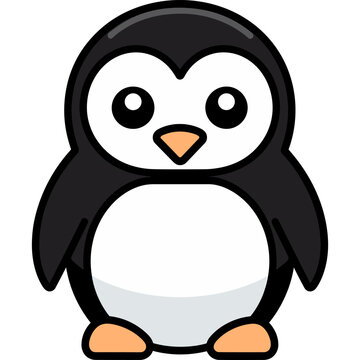cute cartoon penguin standing vector logo