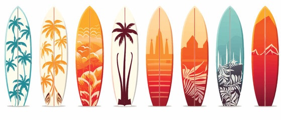 Surfboards on a white background vector illustration - obrazy, fototapety, plakaty