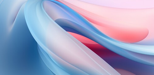 Fototapeta premium Whispering Tides: Pastel Blue and Pink Abstract Silk Waves