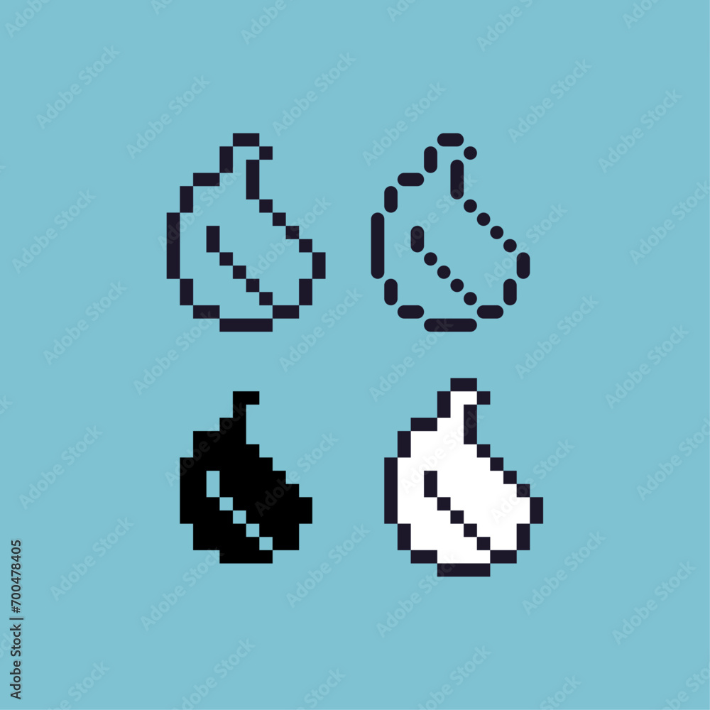 Poster pixel art outline sets of banana fruit icon with variation color item asset.banana food icon on pixe