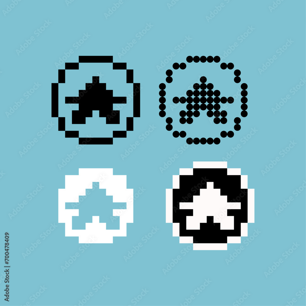 Poster Pixel art outline  sets of star symbol icon with variation color item asset. star symbol icon on pixelated style. 8bits perfect for game asset or design asset element for your game design asset
