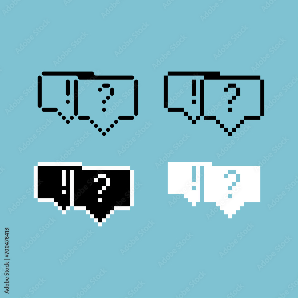 Fototapete Pixel art outline  sets of dialog box icon with variation color item asset. dialog box question icon on pixelated style. 8bits perfect for game asset or design asset element for your game design asset