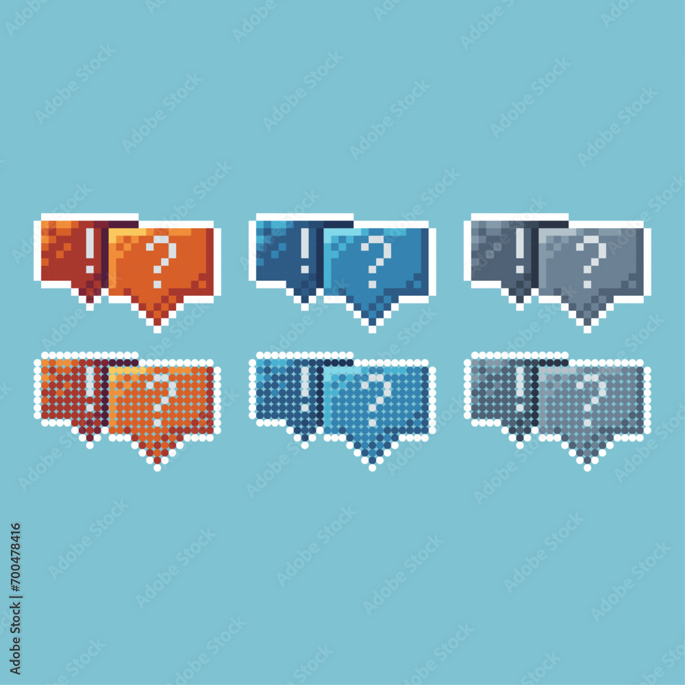 Leinwandbilder pixel art stroke sets of dialog box icon with variation color item asset. dialog box question icon o