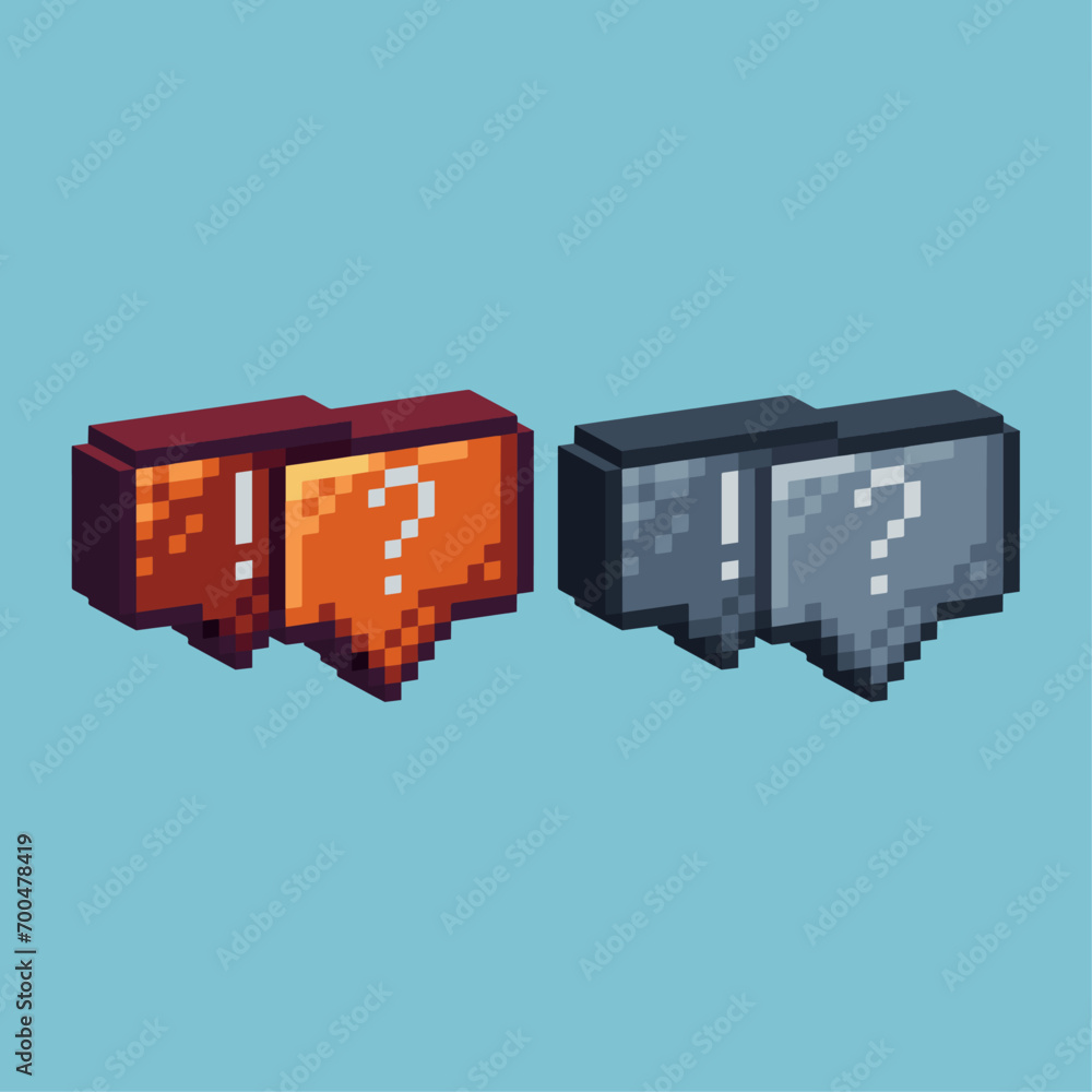 Fototapete isometric pixel art 3d of dialog box icon for items asset. dialog box icon on pixelated style.8bits 