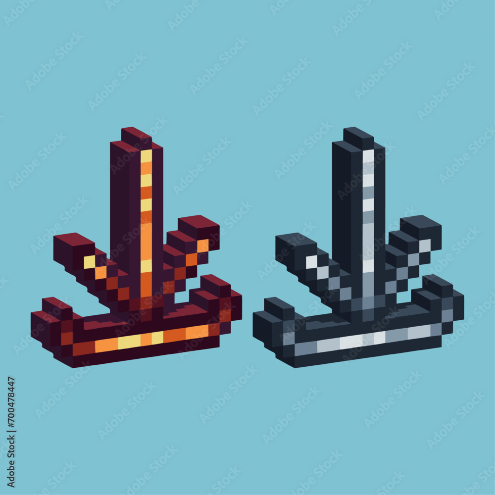 Poster isometric pixel art 3d of download icon for items asset. download button icon on pixelated style.8bi