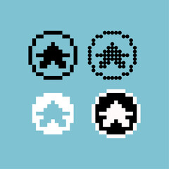 Pixel art outline  sets of star symbol icon with variation color item asset. star symbol icon on pixelated style. 8bits perfect for game asset or design asset element for your game design asset