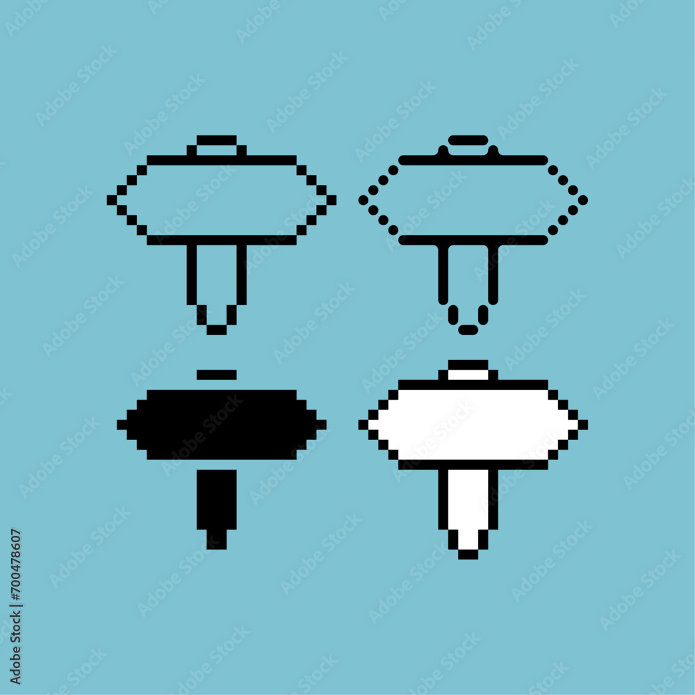 Poster pixel art outline sets of direction sign icon with variation color item asset. direction sign icon o