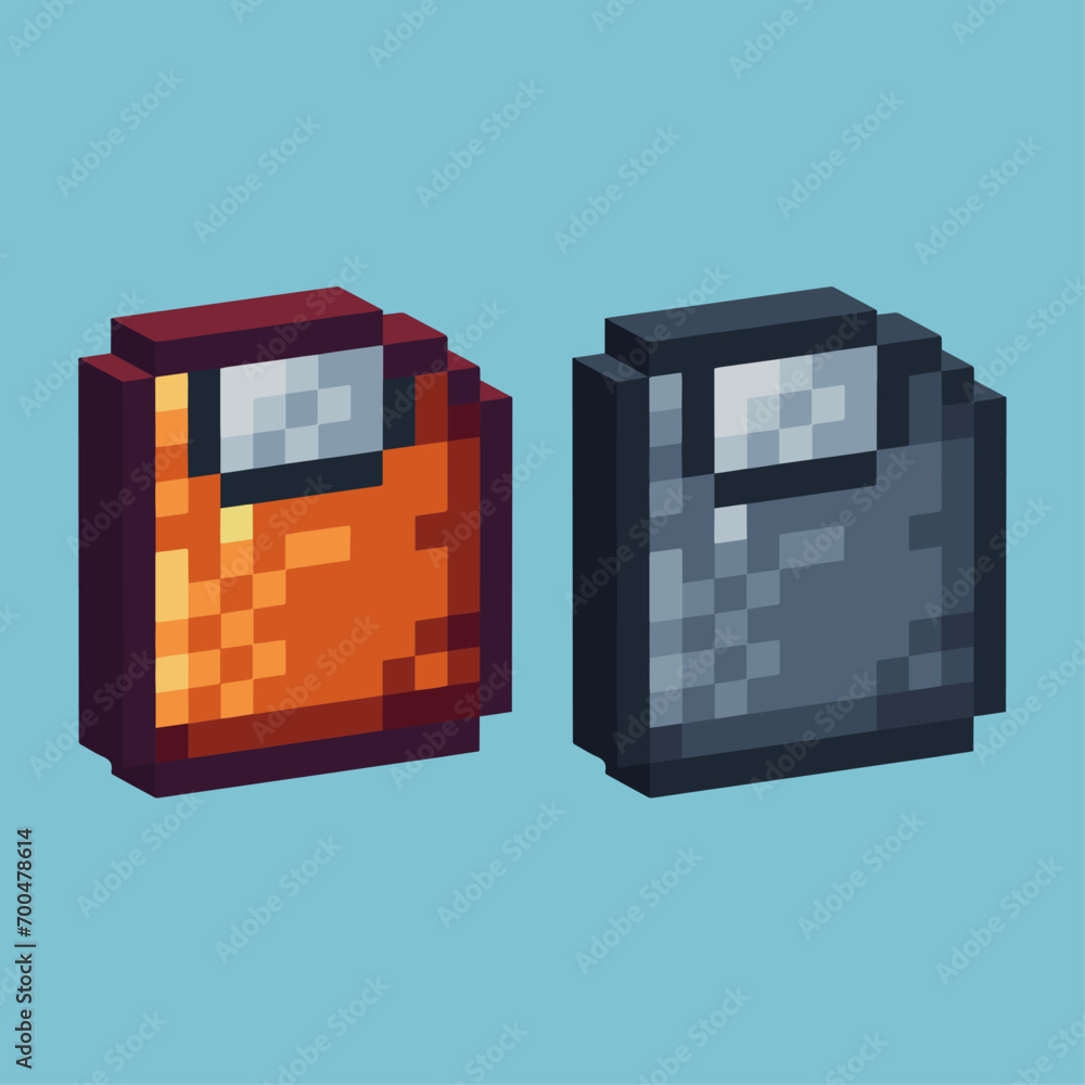 Poster isometric pixel art 3d of save icon for items asset.saving icon on pixelated style.8bits perfect for