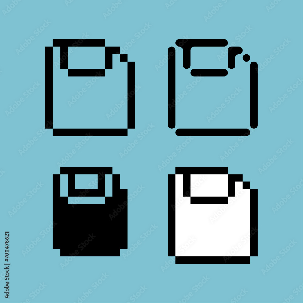 Poster pixel art outline sets of save icon with variation color item asset. save icon on pixelated style. 8