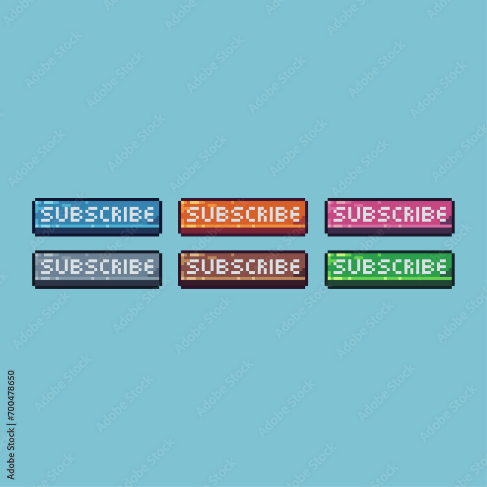 Fototapete pixel art sets of subscribe icon with variation color item asset. subscribe icon on pixelated style.