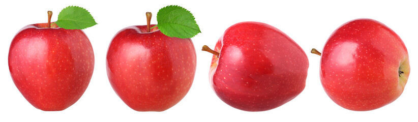Red apple ( Gala Apple) with leaves isolated, fresh red apple, transparent PNG, PNG format, full...