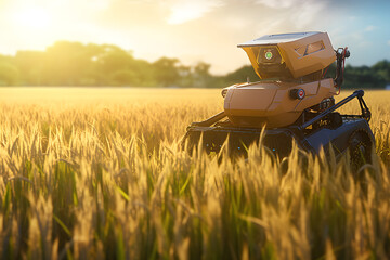 Realistic robot farming rice fields