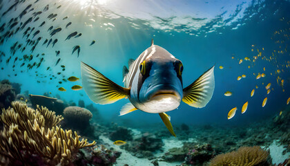 Fototapeta na wymiar fish in deep ocean 
