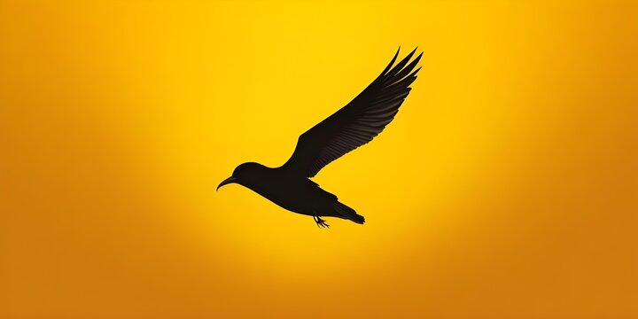 Bird silhouette on a yellow background. 3d rendering, 3d illustration.