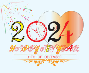 hayyp new year 2024 decorative design for new year 2024 celebration 