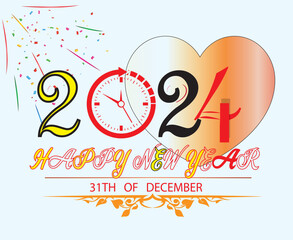 hayyp new year 2024 decorative design for new year 2024 celebration 