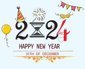 hayyp new year 2024 decorative design for new year 2024 celebration 
