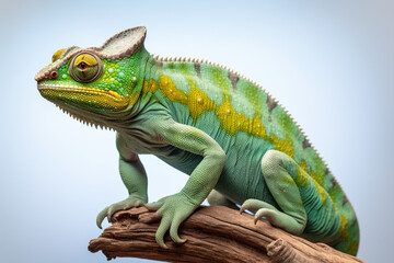 Wolverine standing on a white background. Animal right-side portrait.