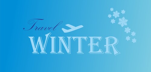 Winter travel flyer design with airplane image