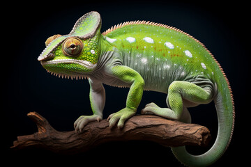 Fototapeta premium Wolverine standing on a black background. Animal right-side portrait.