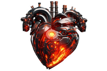 Digital Cardiac Unit Cybernetic Heart isolated on transparent background