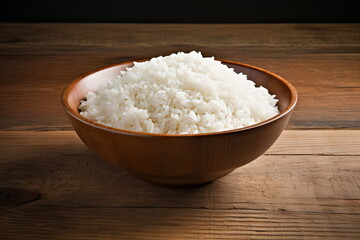 Rice in a bowl on table