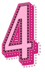 Valentine Pink Dotted Alphabet Number 4