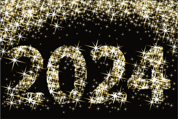 Happy New 2024 year stars card, vector illustration