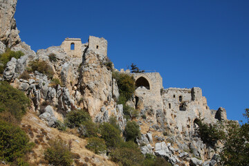 Fototapeta na wymiar St. Hilarion Castle is the ruin of a hilltop castle in Northern Cyprus not far from Kyrenia