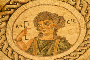 Floor mosaic of the House of Eustolius in Kourion, Cyprus  
