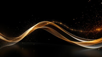 Abstract bright color gold surge design element upon with golden glisten glints shadowy backdrop