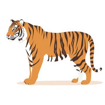 a tiger standing on a white background