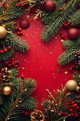 Christmas background with xmas tree background. Merry christmas card. Winter holiday theme. Happy New Year. Space for text