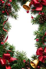 Fototapeta premium Christmas background with xmas tree background. Merry christmas card. Winter holiday theme. Happy New Year. Space for text